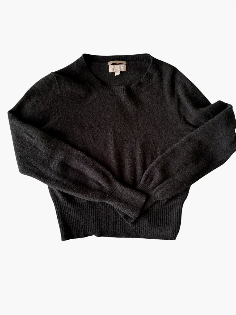 J. Crew Black Crewneck Sweater - Classic Cashmere Crop